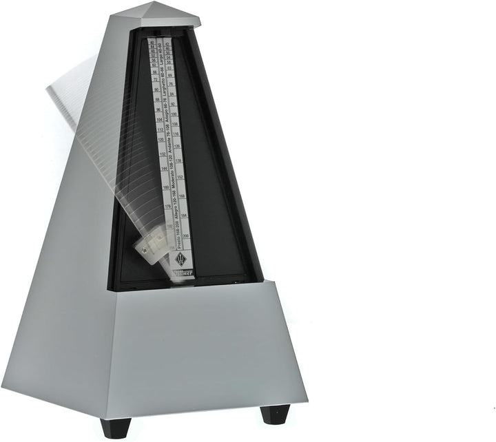 Wittner 903557 Taktell Pyramidenform Metronom Kunststoffgehäuse mit Glocke hellsilber-matt