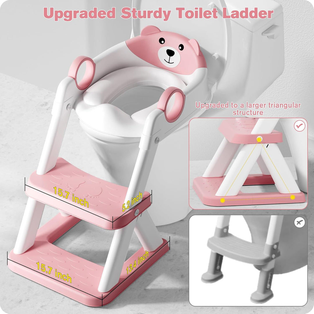 Toilettenleiter für Kinder, Upgraded Kindertoilette für Jungen und Mädchen, 2 in 1 Kind Toilettensit
