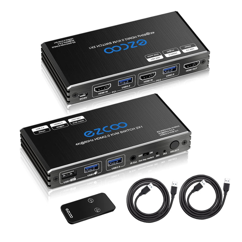 USB 3.0 HDMI KVM Switch 2 Ports mit Hotkey 4K 60Hz Gemeinsame Nutzung von 2 Computern mit einer Tast