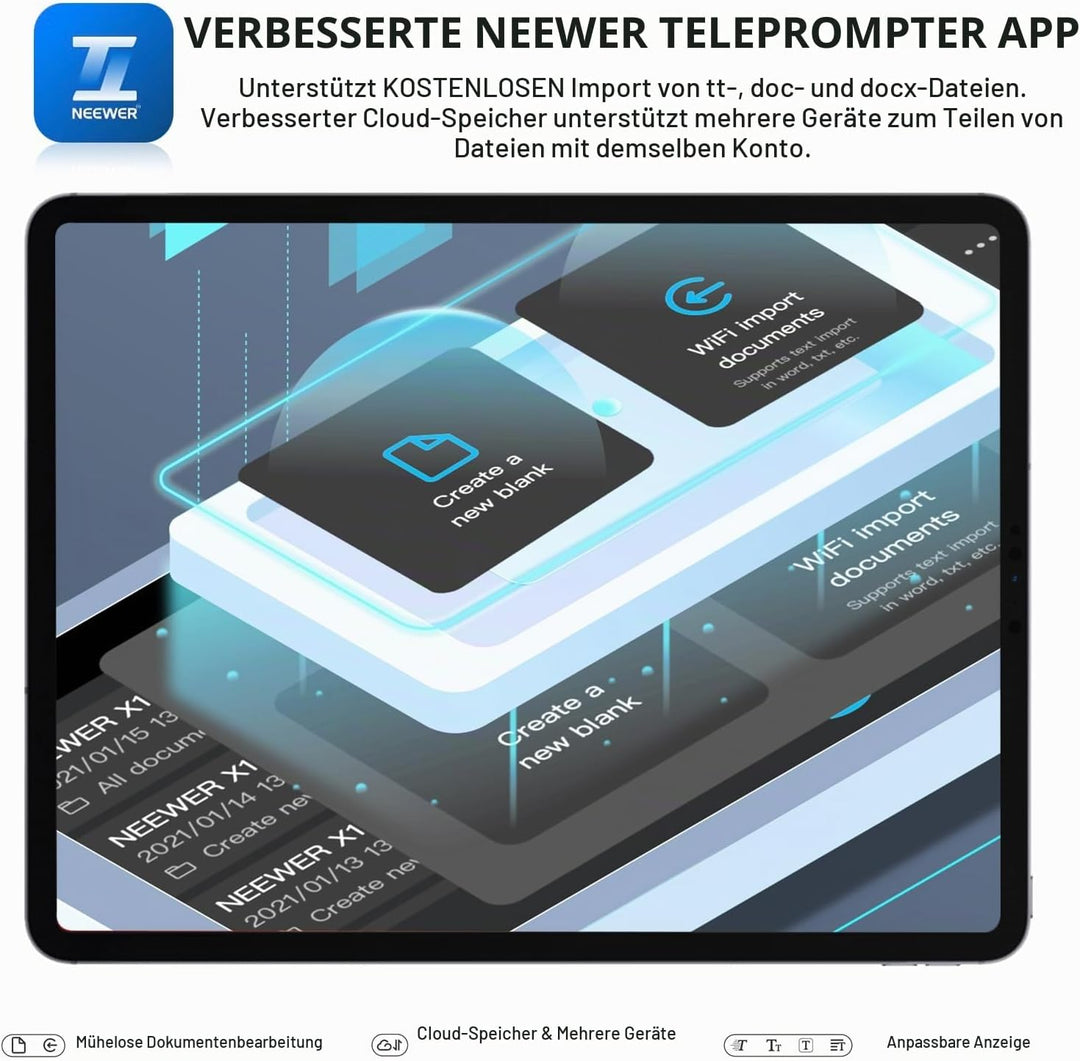 NEEWER RT113 Fernbedienung für NEEWER Teleprompter App, aktualisiert mit direkter Bluetooth Verbindu