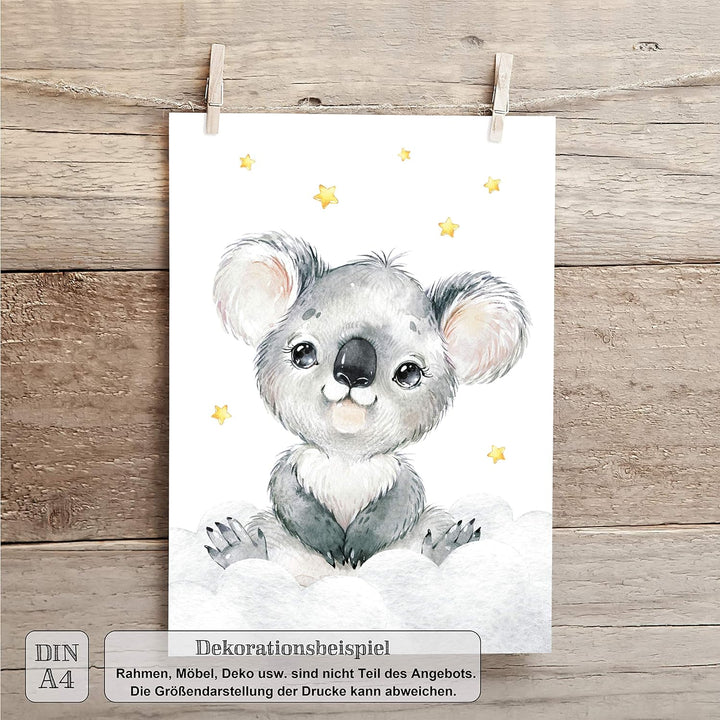 LALELU-Prints Bilder Kinderzimmer Poster Babyzimmer Deko Mädchen Jungen Kinderbilder Set Kinderzimme
