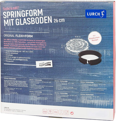 Lurch 85008 FlexiForm Springform mit Glasboden / runde Kuchenbackform (Ø 26 x 6 cm) aus 100% BPA-fre