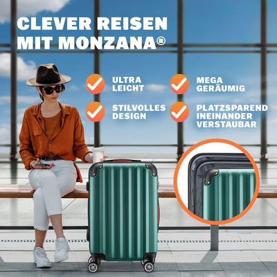 MONZANA® 3tlg. Kofferset Hartschalen Koffer M-L-XL Gel-Griffe 4 Rollen Kantenschutz Schloss Standfüs