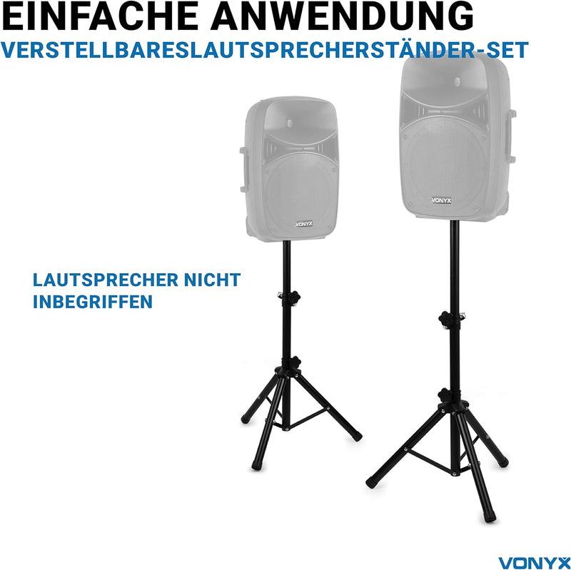 Vonyx LS02K Boxenständer Lautsprecherständer höhenverstellbar 65-135 cm, bis 20 kg - 35MM Boxenstati