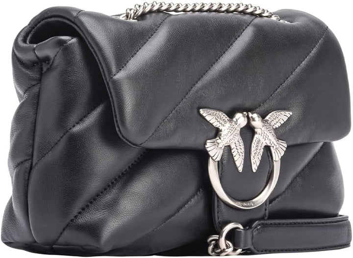 Pinko Damen Love Mini Puff Cl Sheep Nappa Tasche Z99o_black-old Silver, Z99o_black-old Silver