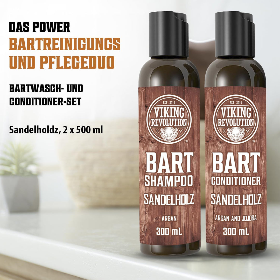 Viking Revolution Bart Shampoo & Conditioner Set - Erweicht, Glättet & Stärkt den Bartwuchs - Natürl