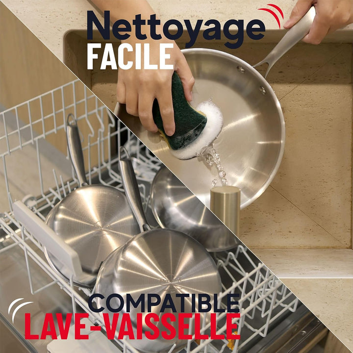 MENASTYL - Wok Triply 24 cm aus Edelstahl, Induktion Wokpfanne – 6020519