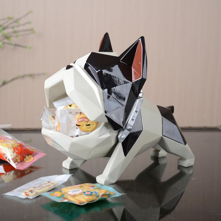 HAUCOZE Keksdose Bulldog Vorratsdose Tier Deko Moderne Skulptur Wohnzimmer Ornament Geschenk Polyres