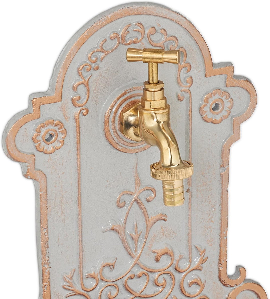 Relaxdays Wandbrunnen, nostalgisch, Waschbecken & Wasserhahn, Gartenbrunnen HBT 36 x 22 x 10,5 cm, G