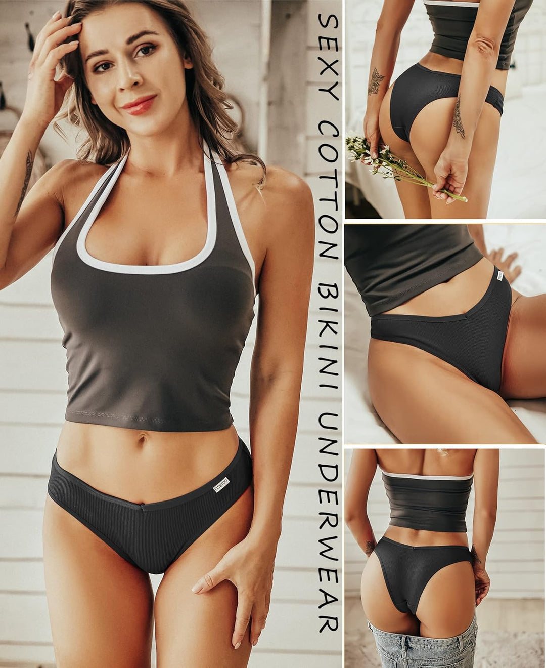 FINETOO 10er Damen Brazilian Slip Bikini Set Sexy Mädchen Baumwoll Unterwäsche Unterhosen Bequem Des