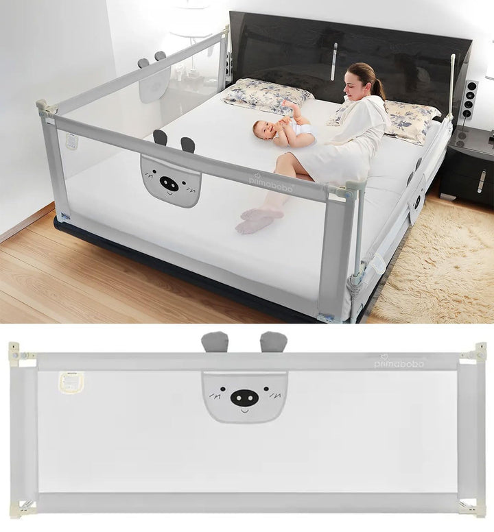 Primabobo Bettgitter Set 3 Stück Bär – 2X 200 cm + 1x 160 cm – Rausfallschutz Kinderbett, Bettgitter