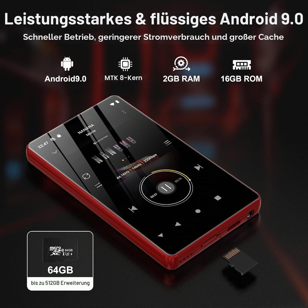 SWOFY 4,0 Zoll Touchscreen MP3 MP4 Player, Bluetooth sowie WiFi, portables Stereogerät, FM Radio, Re