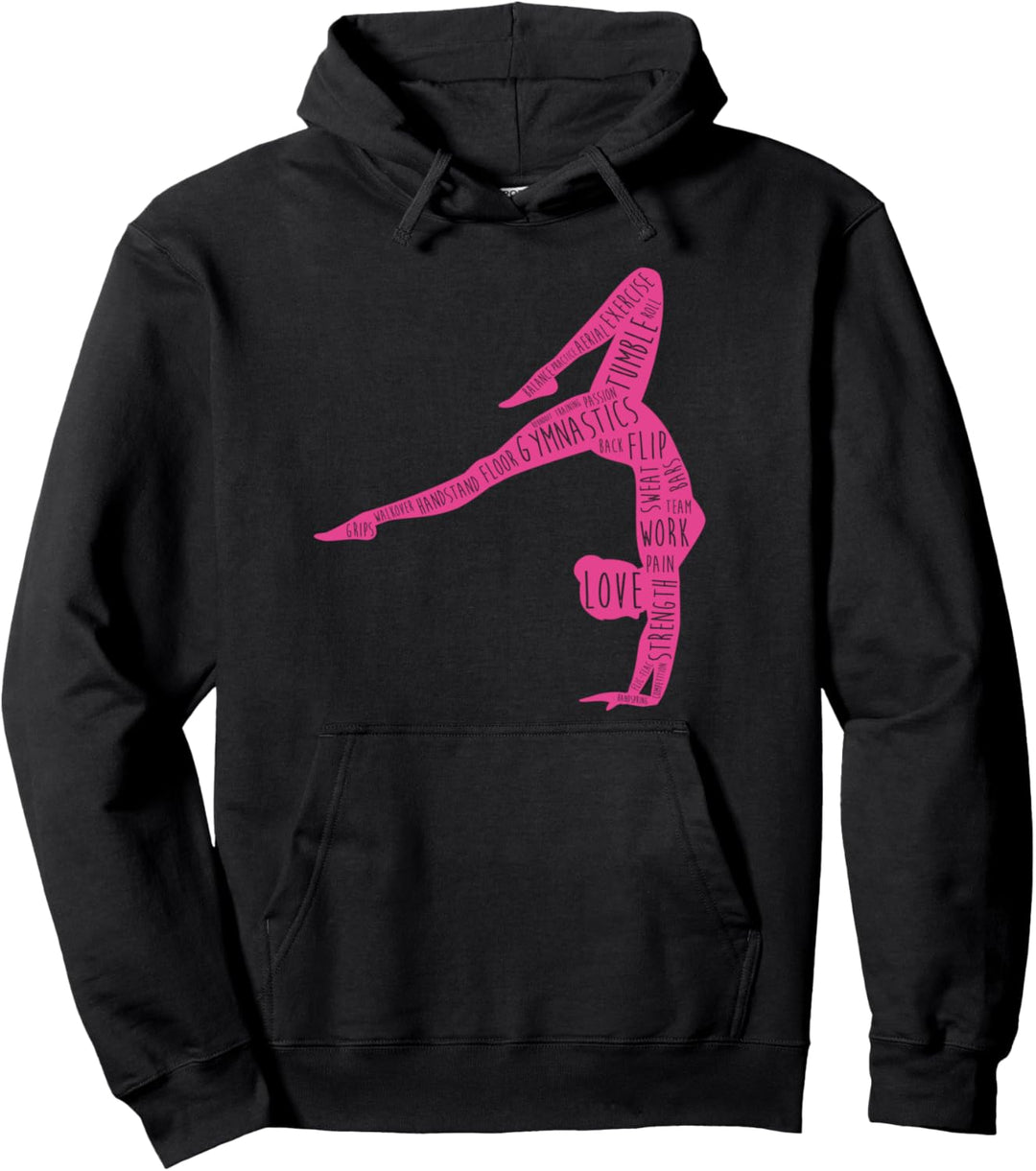 I Love Gymnastics Hoodie - Girls Funny Gymnast Sports Hoodie Pullover Hoodie