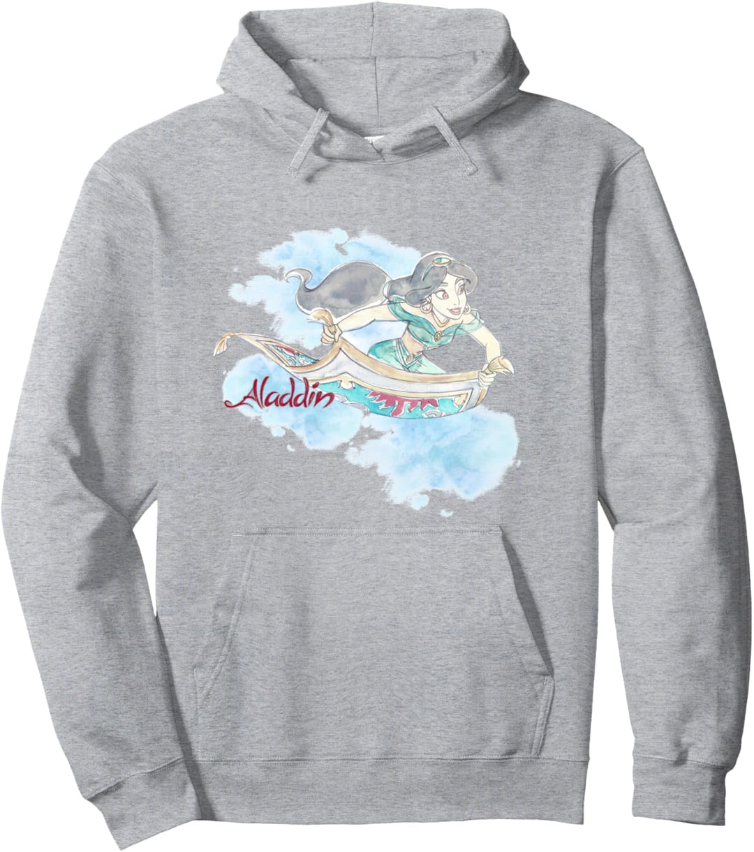 Disney Aladdin Jasmine Magic Carpet Ride Watercolor Portrait Pullover Hoodie
