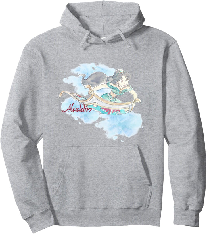 Disney Aladdin Jasmine Magic Carpet Ride Watercolor Portrait Pullover Hoodie