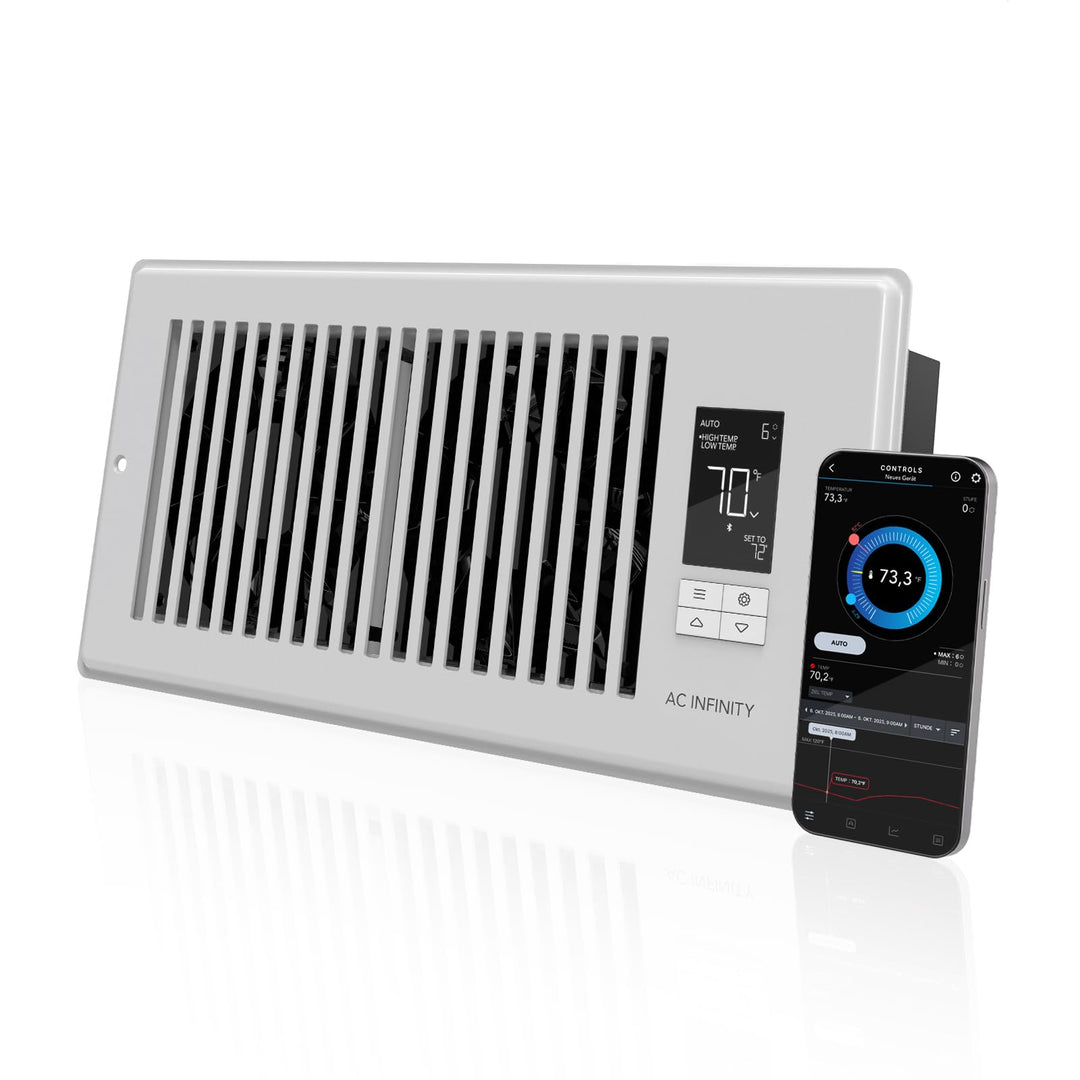 AC Infinity AIRTAP T4, Booster-Lüfter mit leisem Register und Thermostatsteuerung. Heizung Kühlung A