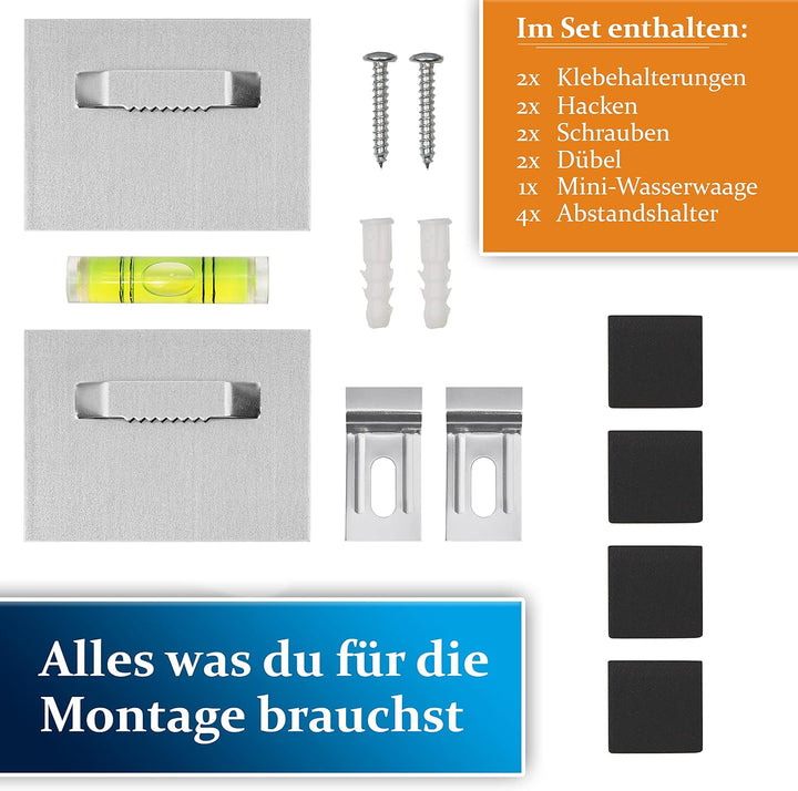 Garrandt - Alu Dibond und Acrylbilder Aufhängung - Bilderhaken selbstklebend - Alu Dibond Aufhängung