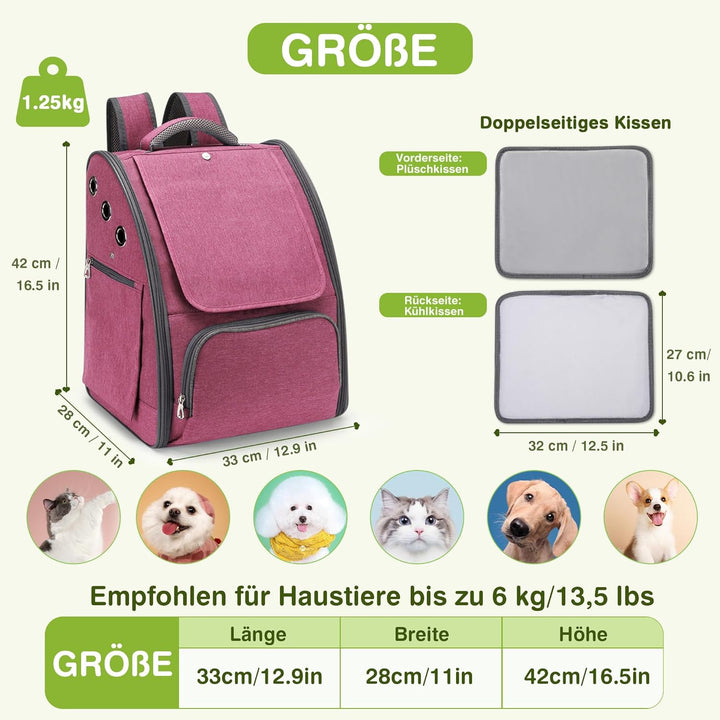 ALLSOPETS Katzenrucksack, Faltbarer Atmungsaktiver Hunderucksack mit Sonnenschutz für Klein Hunde un