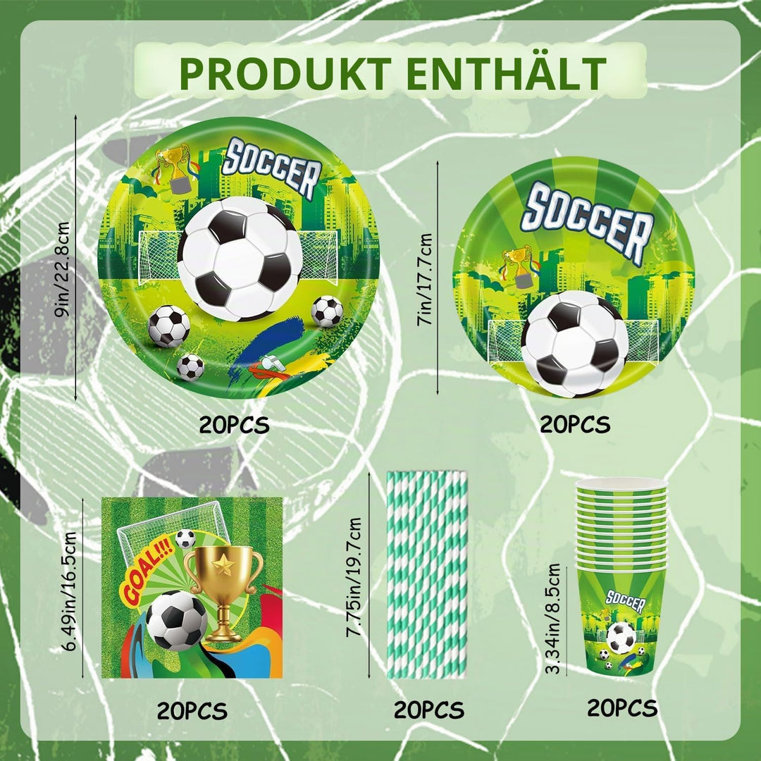 Fussball Geburtstag Deko Partygeschirr Set, Fussball Geburtstag Party Geschirr, Pappteller Tassen Se