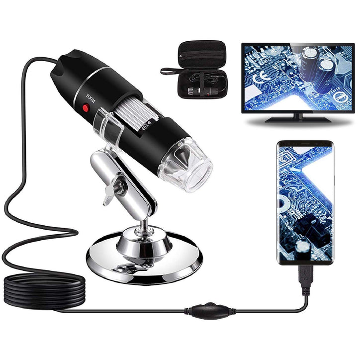 USB-Digitalmikroskop 40X bis 1000X, Bysameyee 8 LED-Vergrösserungs-Endoskopkamera mit Tragetasche un