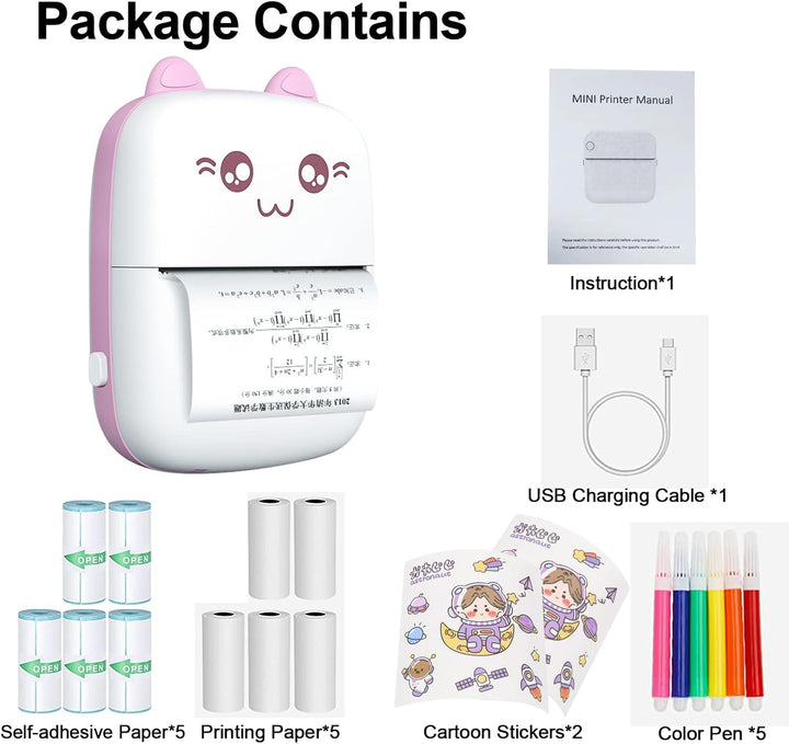 PNGOS Mobile Printer Bluetooth Printer Mobile Phone Inkless Thermal Printer Portable Photo Printer f