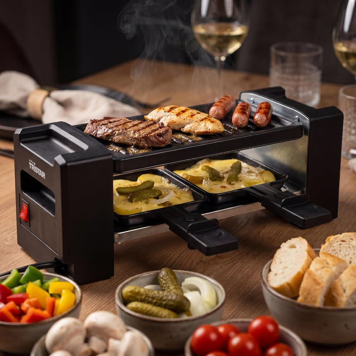 Tristar Raclette-Mini-Grill, 400 W, Für 2 Personen, Kompaktes Design Mit Antihaftoberfläche, Gleichm