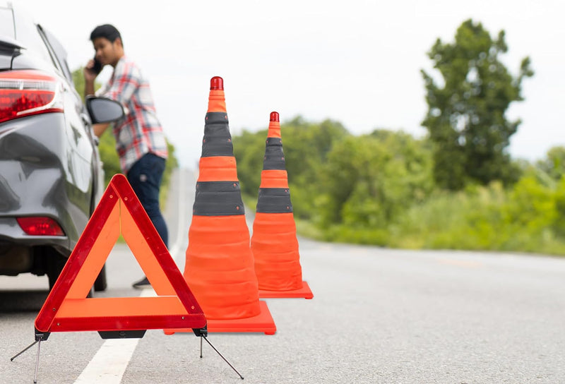 Aufun Warnleitkegel Pylon Faltbare 70cm, 4 Stück zusammenklappbare Verkehrskegel 28 Zoll Sicherheits