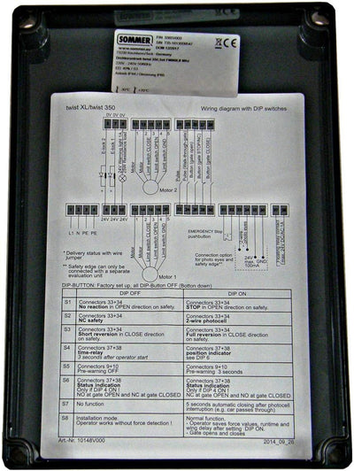 SOMMER Twist 350 Drehtorantrieb 3365V200 2-flügelig Set + 2xHandsender PEARL Twin