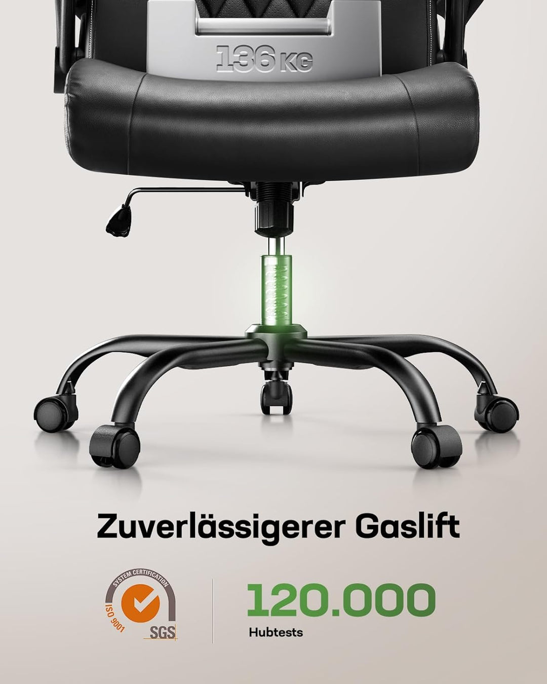 Marsail Chefsessel Bürostuhl mit Hochklappbaren Armlehnen, PU Leder Ergonomischer Schreibtischstuhl