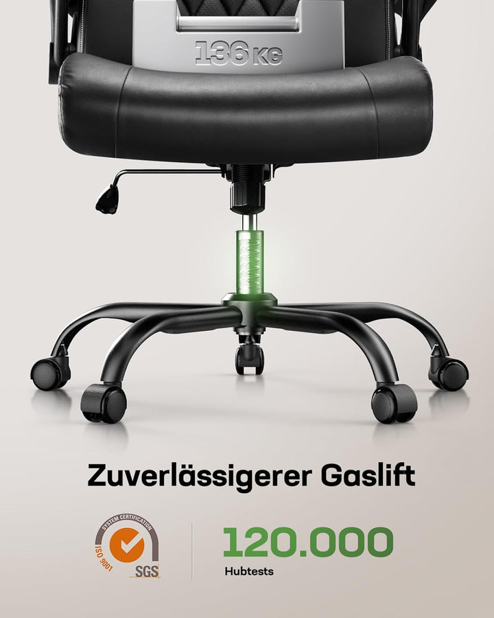 Marsail Chefsessel Bürostuhl mit Hochklappbaren Armlehnen, PU Leder Ergonomischer Schreibtischstuhl