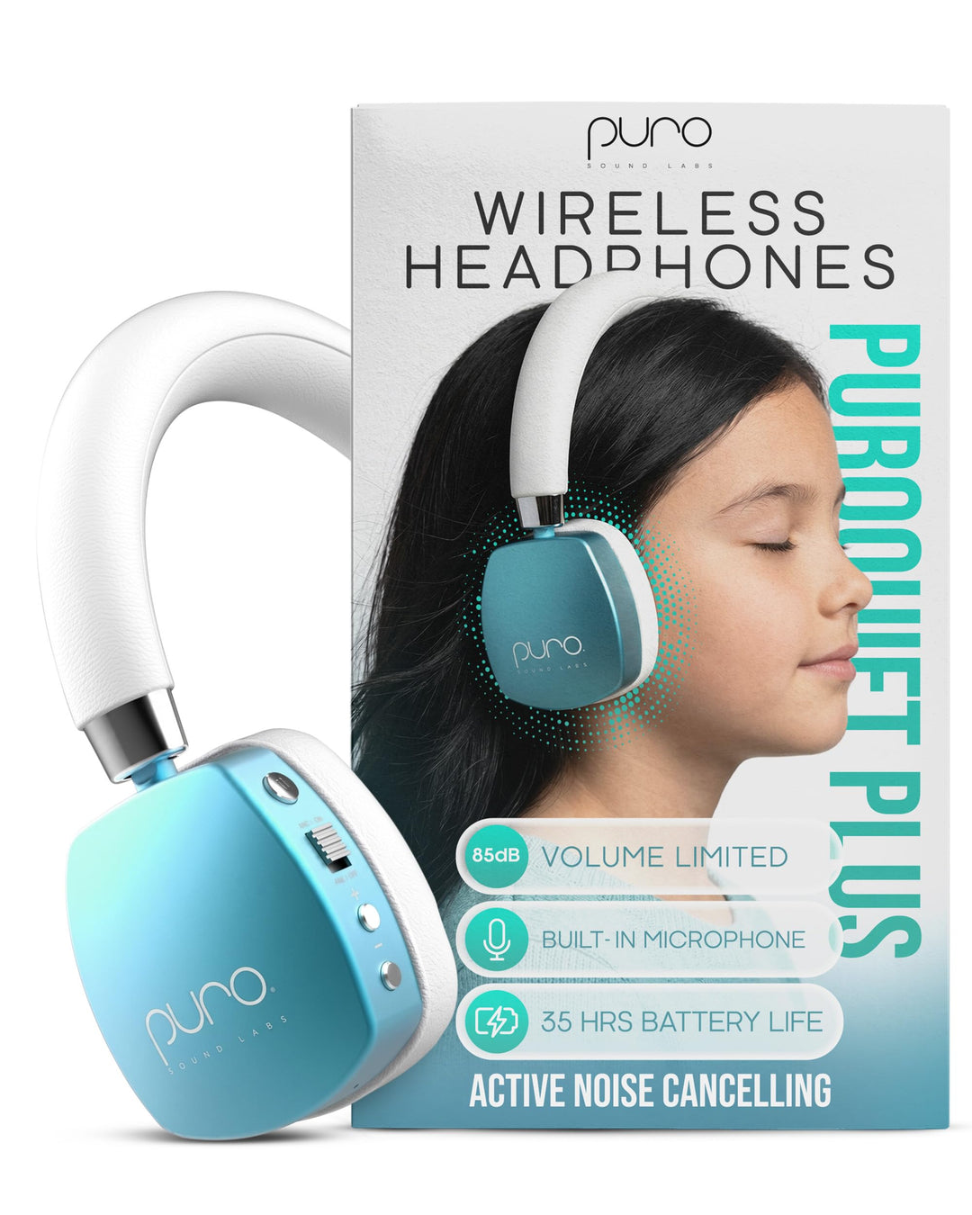 Puro Sound Labs PuroQuiet Plus Lautstärkebegrenzte On-Ear Active Noise Cancelling Bluetooth Kopfhöre