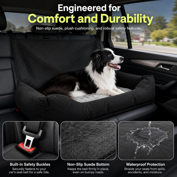 Hunde Autositz für Grosse Hunde Hundesitz Auto Rückbank 90x56x48cm mit Sicherheitsgurten Waschbarer