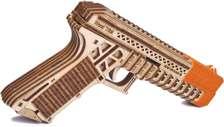 Wood Trick Defenders Gun 3D Wooden Puzzles for Adults and Kids to Build - Shoots up to 13 ft - 2 Cli