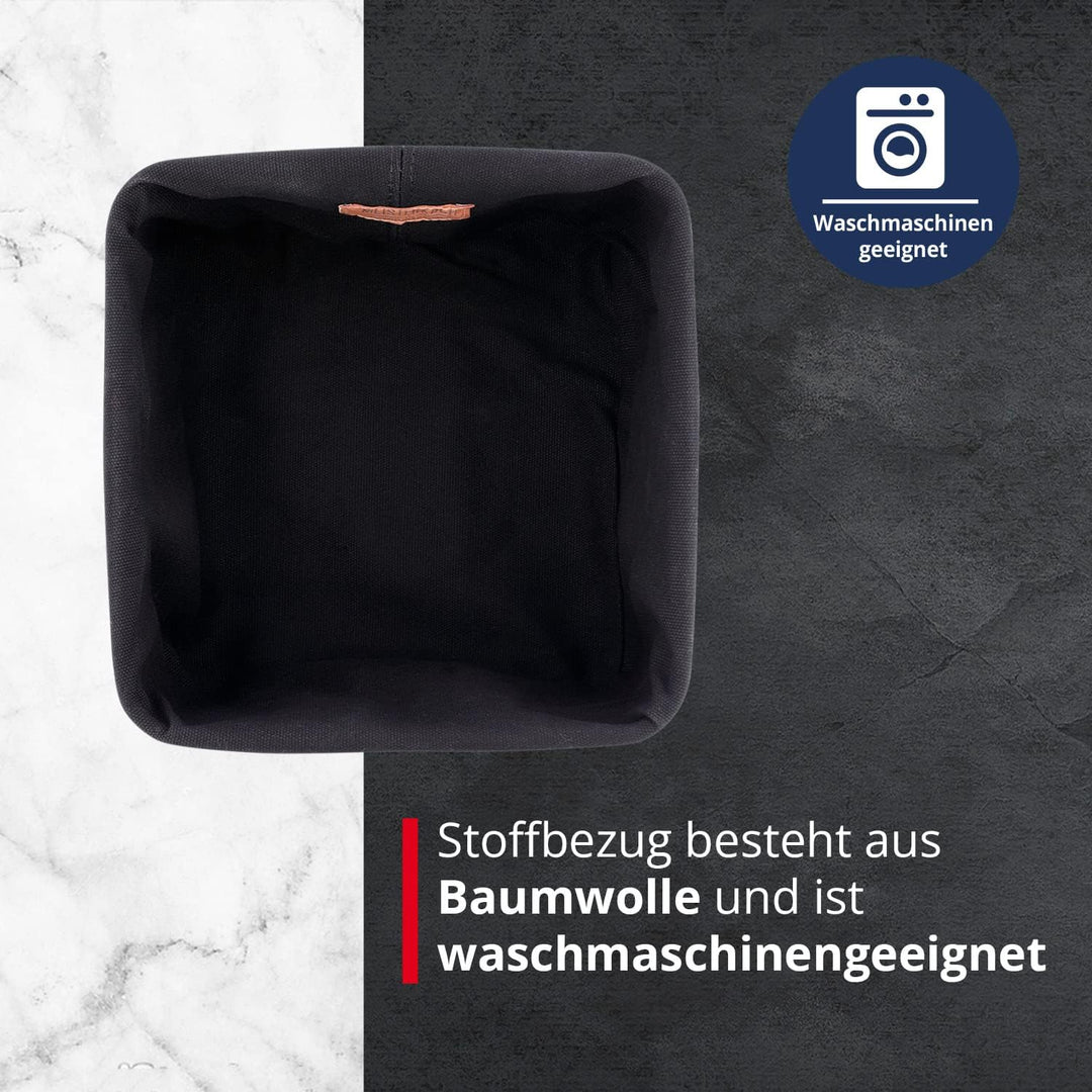 Meisterkoch Brotkorb aus Metall mit Stoffeinsatz, eckig 20x20 cm, Brötchenkorb aus Edelstahl, Stoffe