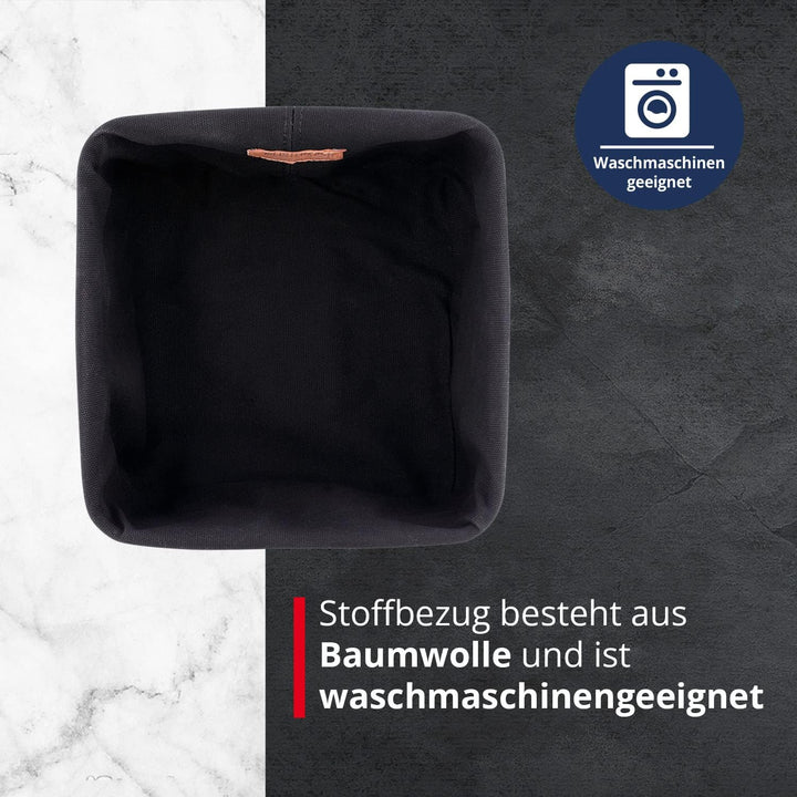 Meisterkoch Brotkorb aus Metall mit Stoffeinsatz, eckig 20x20 cm, Brötchenkorb aus Edelstahl, Stoffe