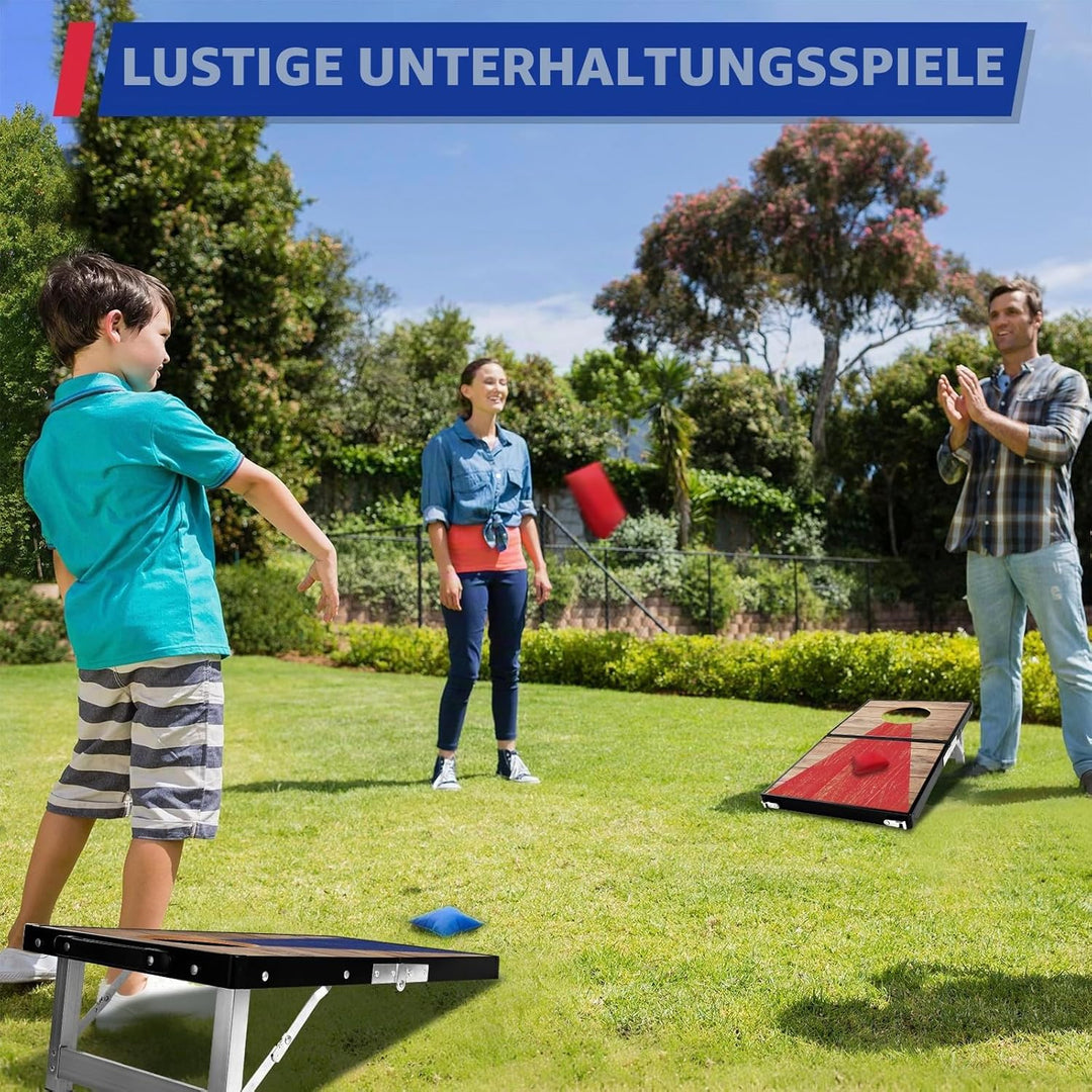 NZQXJXZ Langlebiges Aluminium Cornhole Spiel Outdoor Cornhole Säckchen mit 6 Bohnensäcke & Tragetasc