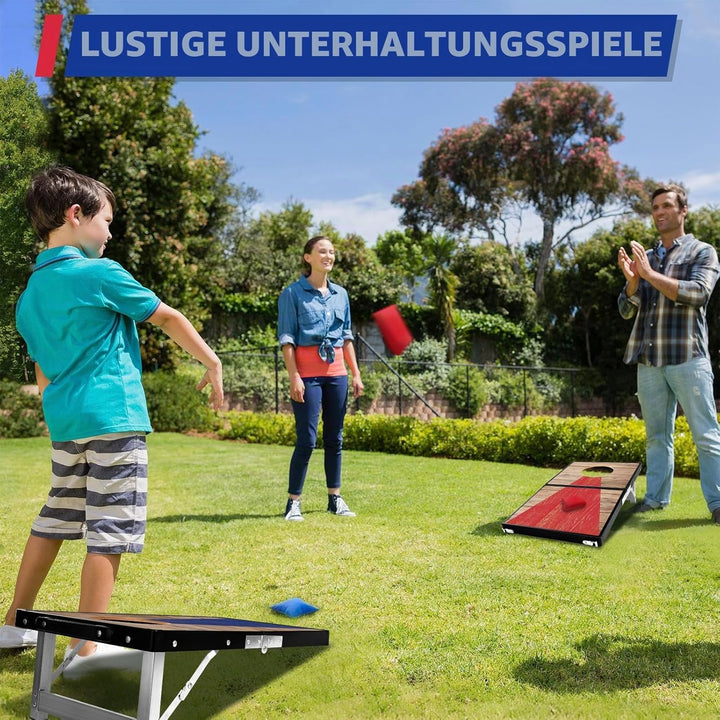 NZQXJXZ Langlebiges Aluminium Cornhole Spiel Outdoor Cornhole Säckchen mit 6 Bohnensäcke & Tragetasc