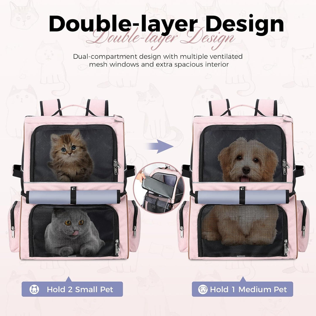 Doppellagige Katzen Rucksack für 2 Katzen Grosse Transport Hunderucksack Faltbare Haustier Rucksack