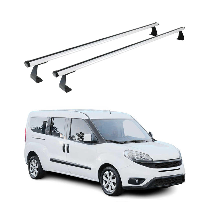 OMAC Heavy Duty Dachträger Querträger kompatibel mit FIAT Doblo II 2010-2021 – 2 Stangen – Aluminium