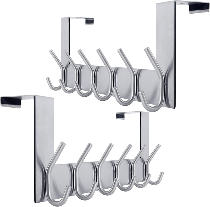 WEBI Türhaken zum Einhängen,Türgarderobe mit 6 Haken,Kleiderhaken Tür,Türaufhänger,Türhakenleiste In