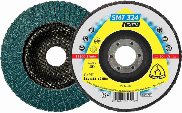 Klingspor 321512 SMT 324 EXTRA, Schleifmop Scheibe EXTRA, Verpackungseinheit 10, 125X22,23, 40 x for