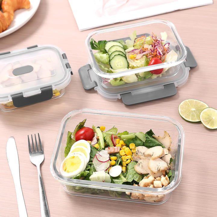 Glasbehälter mit Deckel 640ML, Frischhaltedosen Glas Set für Lebensmittel 8 Stück(4 Behälter + 4 Dec