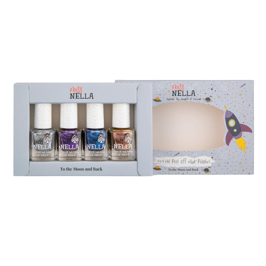 Miss Nella magische Safari Glitzer Nagellack 4er Set: rosa, rot Lila & blau, abziehbarer Nagellack s