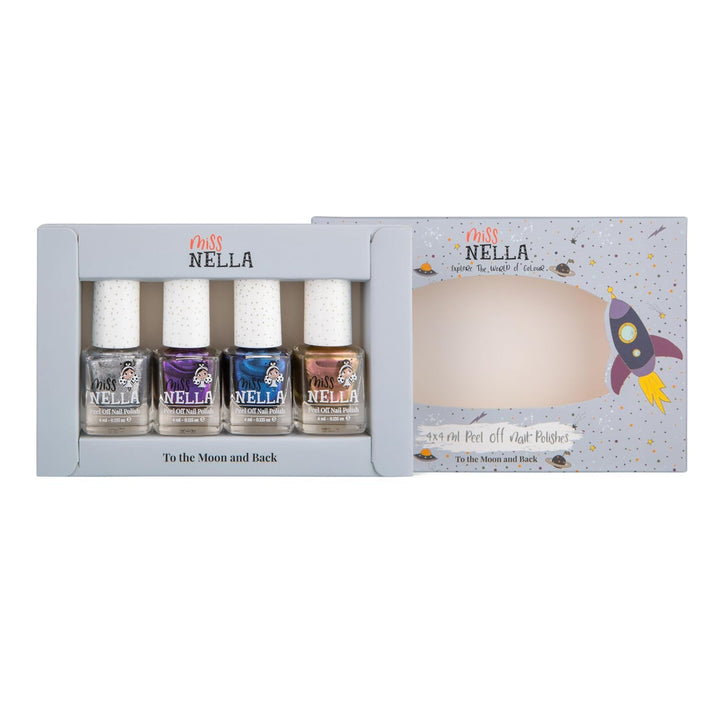 Miss Nella magische Safari Glitzer Nagellack 4er Set: rosa, rot Lila & blau, abziehbarer Nagellack s