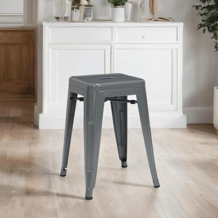 Duhome Metall Hocker niedriger Barhocker, Sitzhöhe 46cm Tresenhocker, Stapelbar Eisen Bistrohocker i
