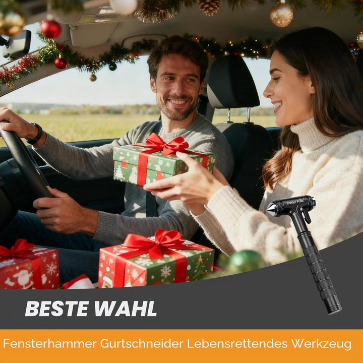 Premium Notfallhammer Auto, 2026 Multifunktions-Gurtschneider Nothammer Schnelle Autorettung mit TÜV