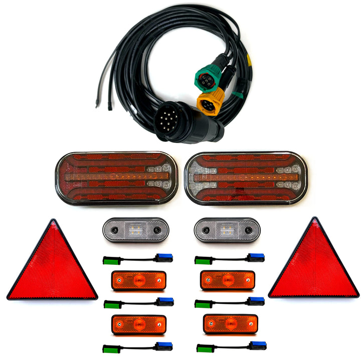 Anhängerbeleuchtung 2x LED Rückleuchten Lauflicht 6x Umrissleuchten 13 polig Kabelsatz 9 m