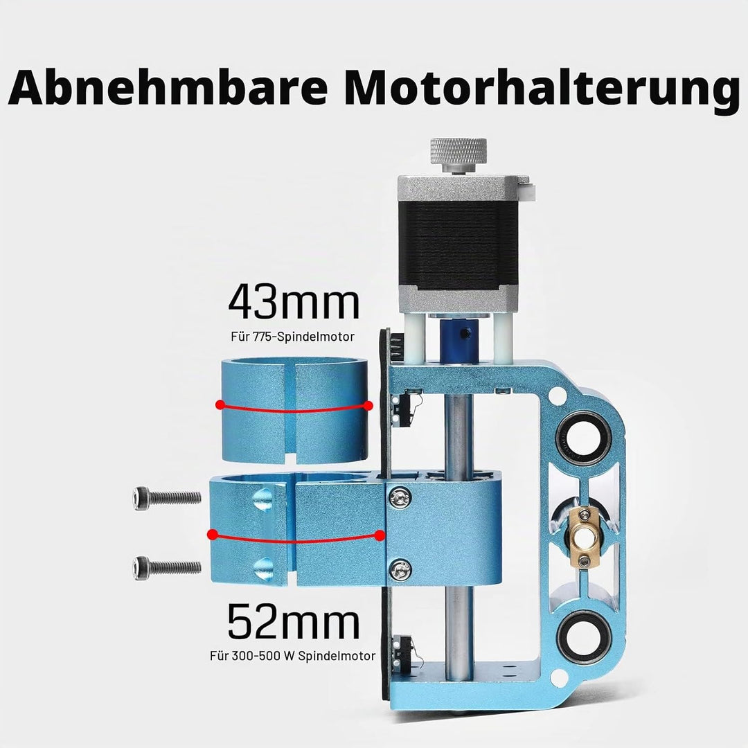 Genmitsu Aluminium Z-Achse V2, mit Spindelmotorhalterung für 775er oder 300-500W Spindel, 43mm &amp; 52m