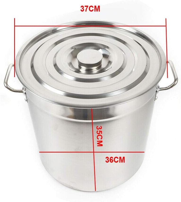35 Liter Edelstahl Topf Küchenutensil Kochtopf Suppen Eintöpfe Topf mit Deckel Suppentopf aus verdic