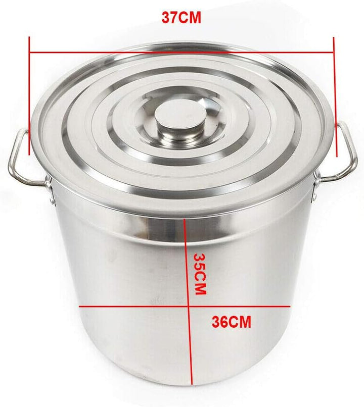 35 Liter Edelstahl Topf Küchenutensil Kochtopf Suppen Eintöpfe Topf mit Deckel Suppentopf aus verdic